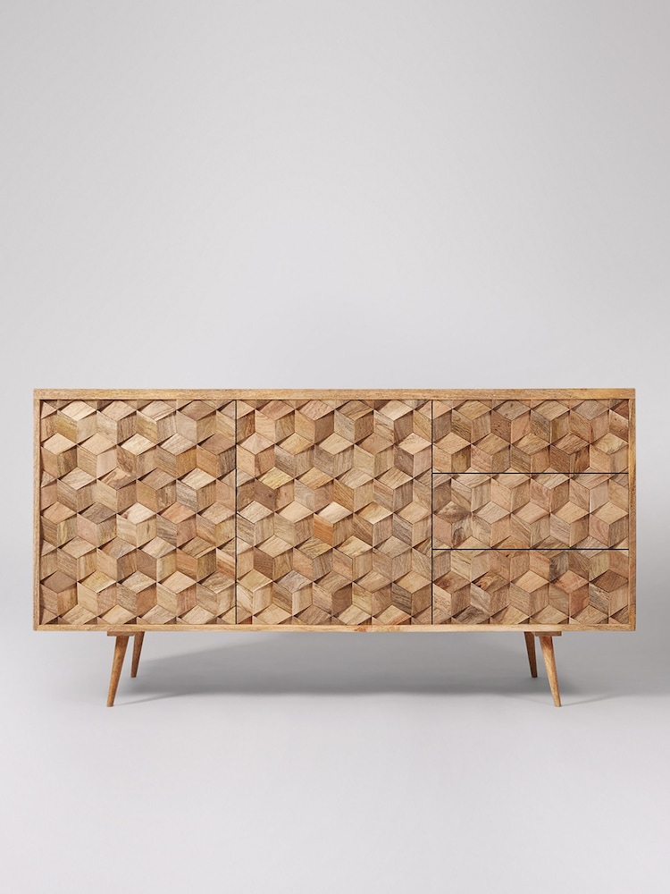 Swoon Light Brown Terning Mango Wood Two Door Three-Drawer Sideboard - Image 1 of 5