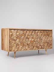 Swoon Light Brown Terning Mango Wood Two Door Three-Drawer Sideboard - Image 3 of 5