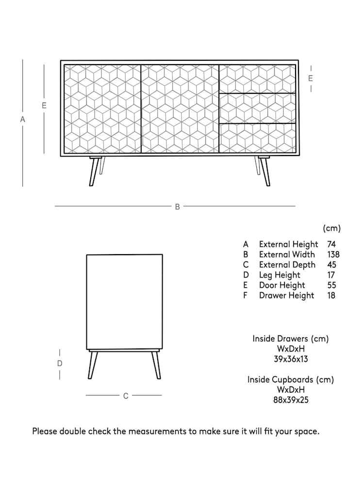 Swoon Light Brown Terning Mango Wood Two Door Three-Drawer Sideboard - Image 5 of 5