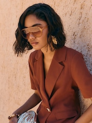 Friends Like These Cream Visor Aviator Sunglasses - Image 1 of 5