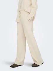 JDY Cream Pull On Wide Leg Trousers With Linen - Image 4 of 7