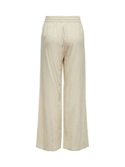 JDY Cream Pull On Wide Leg Trousers With Linen - Image 7 of 7