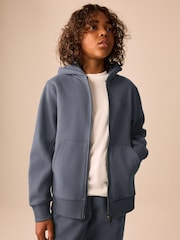 Blue/Grey Skull Zip Through Sweat Hoodie (3-16yrs) - Image 1 of 5