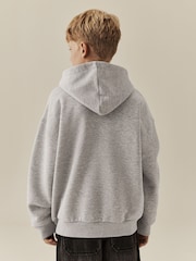 Grey Skull Oversized Fit Heavy Weight Zip Through Hoodie (3-16yrs) - Image 2 of 3