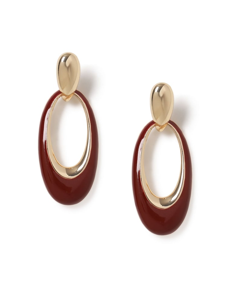 Aela Red Enamel Drop Earrings - Image 2 of 3 Aela Red Enamel Drop Earrings - Image 2 of 3