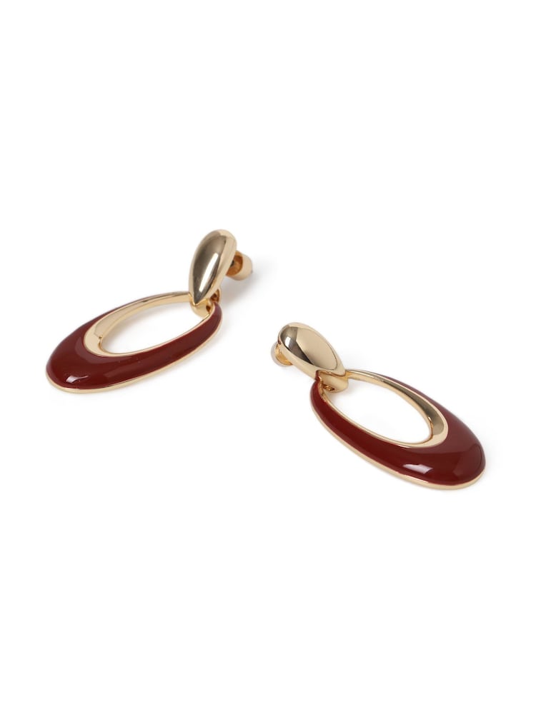 Aela Red Enamel Drop Earrings - Image 3 of 3 Aela Red Enamel Drop Earrings - Image 3 of 3