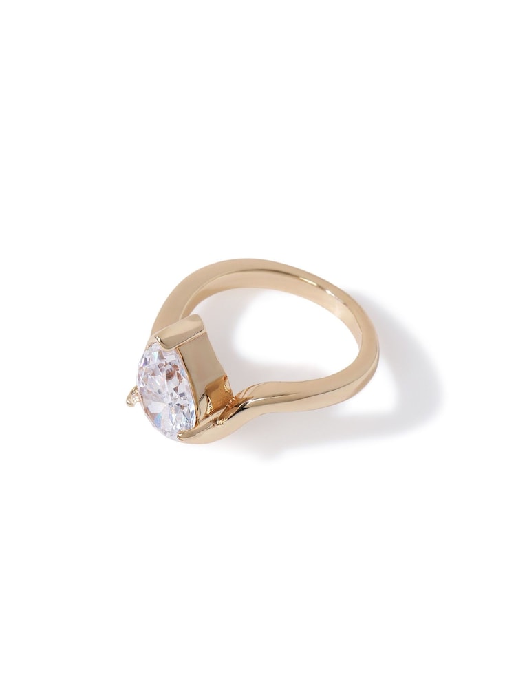 Diamond Simulant Stone Pear Ring - Image 3 of 3