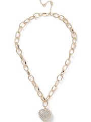 Rhinestone Puff Hjärta Chain Halsband - Bild 2 av 3
