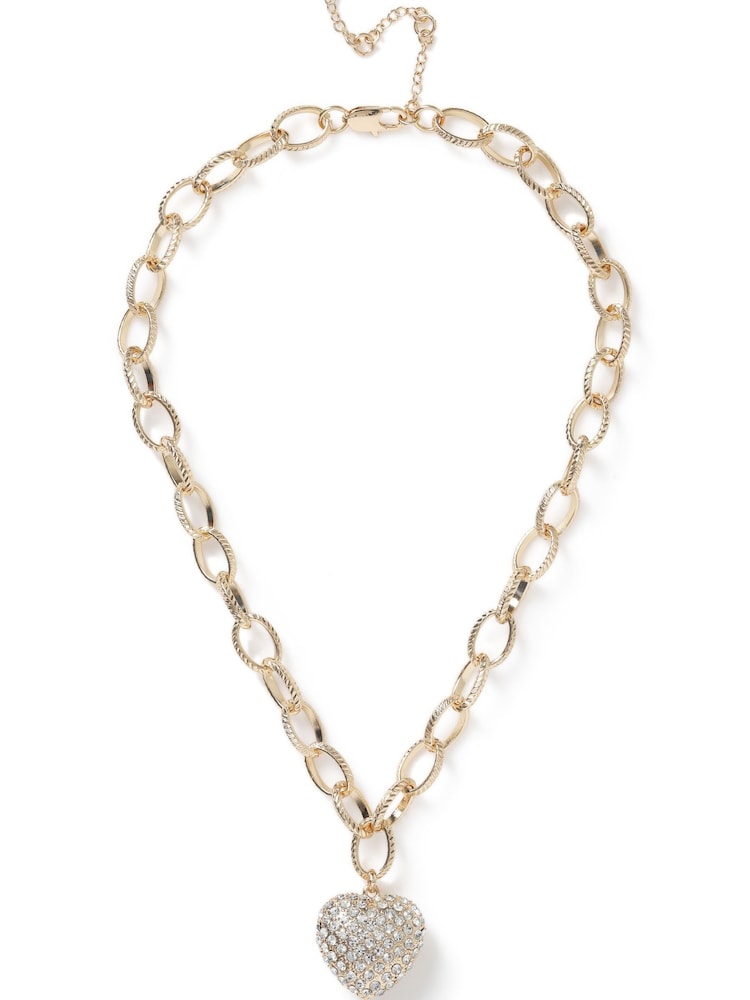 Rhinestone Puff Hjärta Chain Halsband - Bild 2 av 3