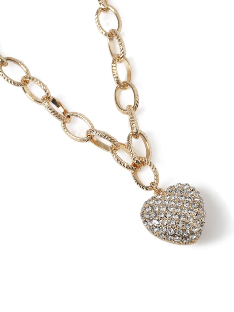 Rhinestone Puff Hjärta Chain Halsband - Bild 3 av 3