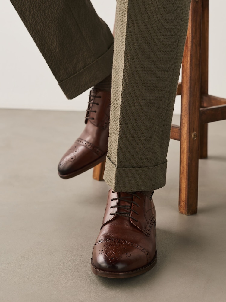 Brown Leather Toecap Shoes - Image 2 of 8 Brown Leather Toecap Shoes - Image 2 of 8