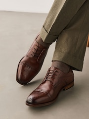 Brown Leather Toecap Shoes - Image 3 of 8