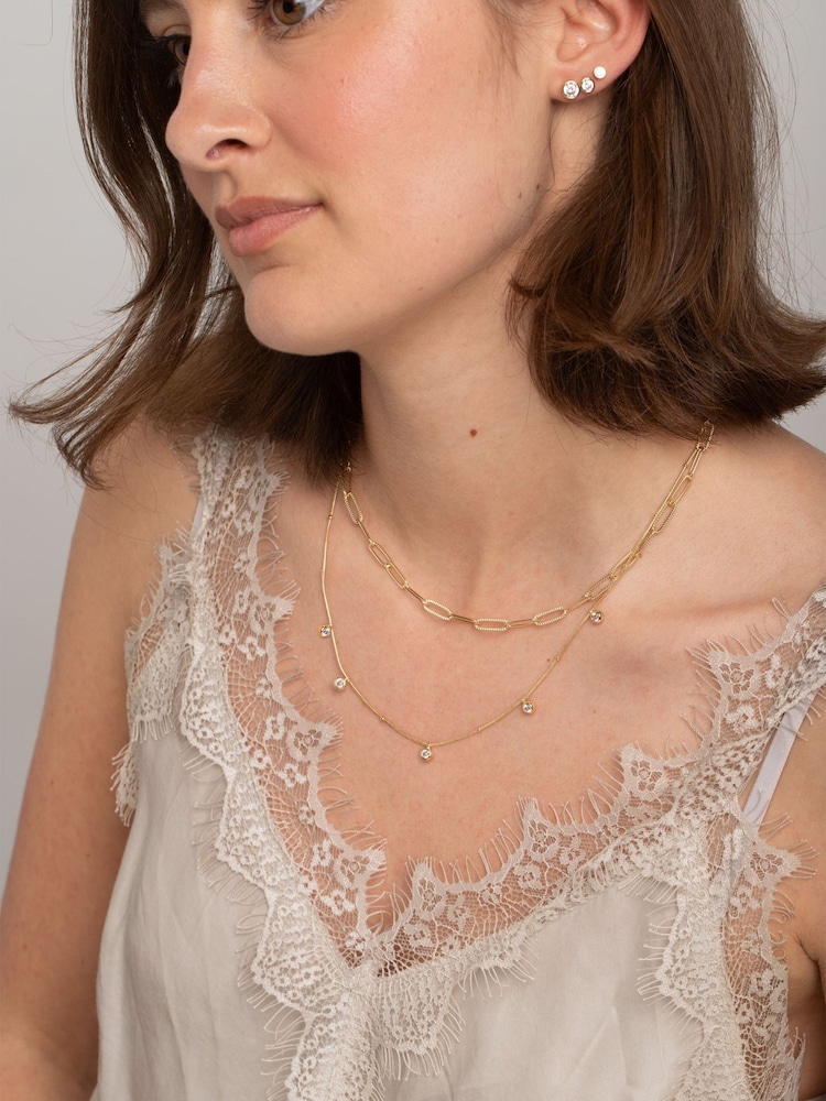 Diamond Simulant Multirow Chain Necklace - Bild 2 von 4 Diamond Simulant Multirow Chain Necklace - Bild 2 von 4