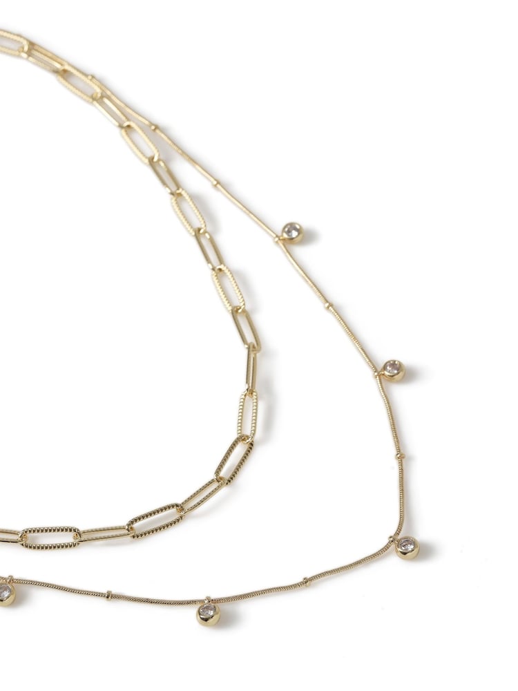 Diamond Simulant Multirow Chain Necklace - Bild 4 von 4 Diamond Simulant Multirow Chain Necklace - Bild 4 von 4