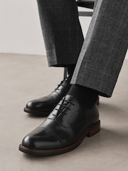 Black Leather Oxford Toecap Shoes - Image 1 of 2