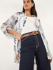 Roman White Floral Print Collared Shirt - Image 1 of 5
