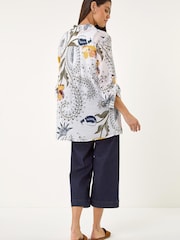 Roman White Floral Print Collared Shirt - Image 3 of 5