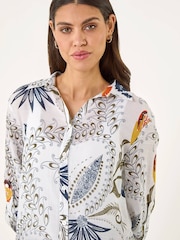 Roman White Floral Print Collared Shirt - Image 4 of 5