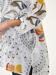 Roman White Floral Print Collared Shirt - Image 5 of 5