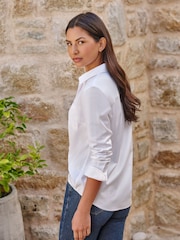 Pure Collection White Cotton Relaxed Weekend Loose Fit Shirt - Image 2 of 2