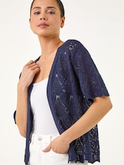 כחול  - Roman קרדיגן פתוח בעיטור פוינטל, מידות קטנות - תמונה 4 מתוך 5