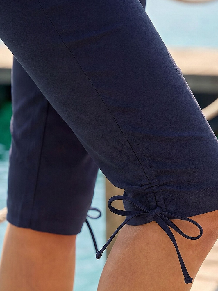 Roman Blue Tie Side Stretch Cropped Trousers - Image 4 of 4