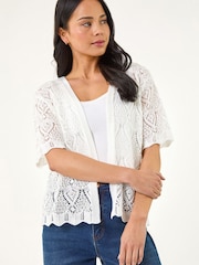 לבן - Roman קרדיגן פתוח בעיטור פוינטל, מידות קטנות - תמונה 1 מתוך 5