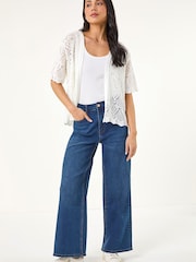 לבן - Roman קרדיגן פתוח בעיטור פוינטל, מידות קטנות - תמונה 2 מתוך 5