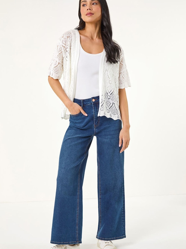 לבן - Roman קרדיגן פתוח בעיטור פוינטל, מידות קטנות - תמונה 2 מתוך 5