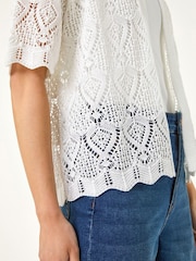 לבן - Roman קרדיגן פתוח בעיטור פוינטל, מידות קטנות - תמונה 5 מתוך 5