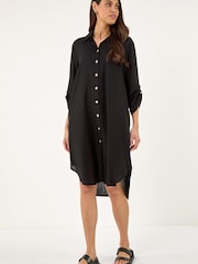 أسود - Roman Back Lace Shirt Dress - Image 3 of 5