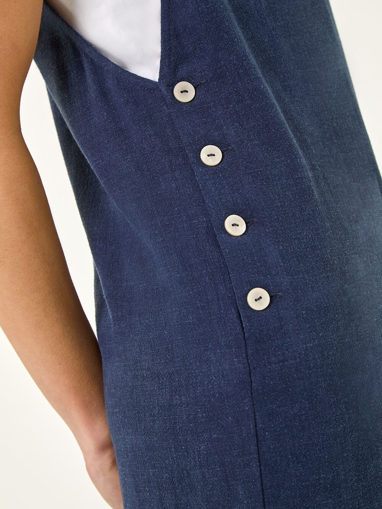 Roman Blue Petite Strappy Tie Button Jumpsuit - Image 5 of 5