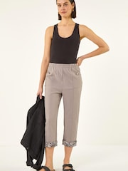 Roman Brown Contrast Crop Trousers - Image 2 of 5