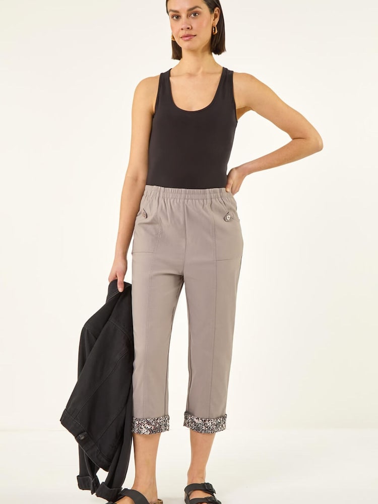 Roman Brown Contrast Crop Trousers - Image 2 of 5
