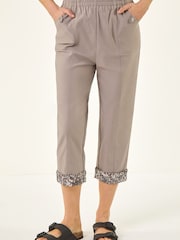 Roman Brown Contrast Crop Trousers - Image 4 of 5
