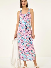 Roman Pink Confett Print Midi Dress - Image 4 of 5