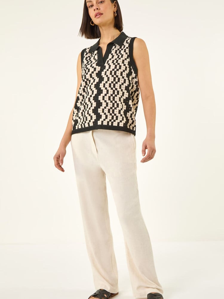 Roman Crochet Knit Vest Top - Afbeelding 2 van 5 Roman Crochet Knit Vest Top - Afbeelding 2 van 5