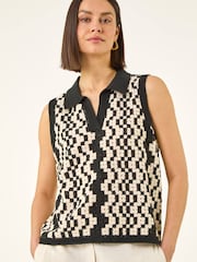 Roman Crochet Knit Vest Top - Afbeelding 4 van 5