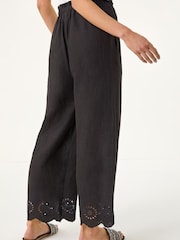 Roman Black Petite Embroidered Hem Trousers - Image 3 of 5