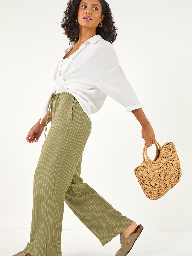 Roman Green Stripe Trousers - Image 1 of 5