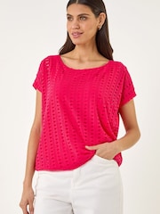 Roman Pink Cut Out Detail Stretch Top - Image 2 of 5