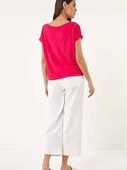 Roman Pink Cut Out Detail Stretch Top - Image 3 of 5