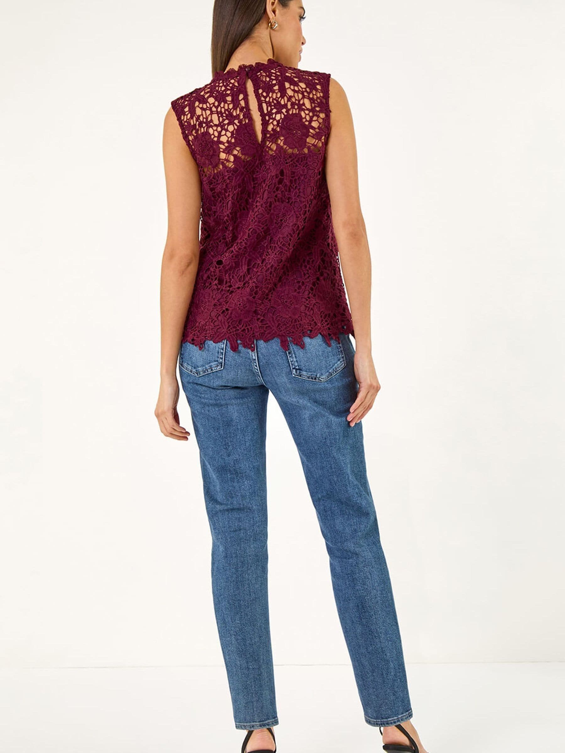 Buy Roman Red High Neck Stretch Lace Top from Next USA