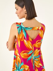 Roman Pink Floral Print Bar Back Detail Vest - Image 4 of 5