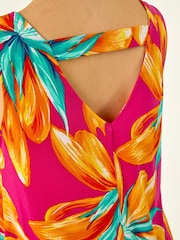 Roman Pink Floral Print Bar Back Detail Vest - Image 5 of 5