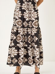 Roman Brown Print Tiered Maxi Skirt - Image 1 of 5