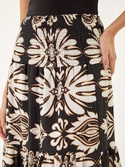 Roman Brown Print Tiered Maxi Skirt - Image 5 of 5