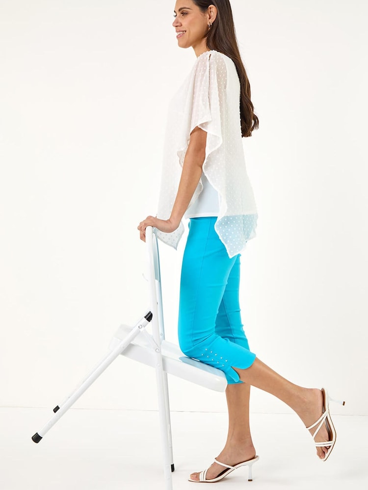 Roman Blue Stud Hem Stretch Trousers - Image 1 of 5