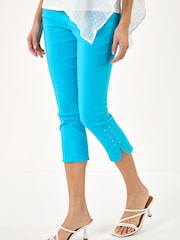 Roman Blue Stud Hem Stretch Trousers - Image 4 of 5