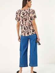 Roman Pink Animal Print Seam Front Top - Image 3 of 5